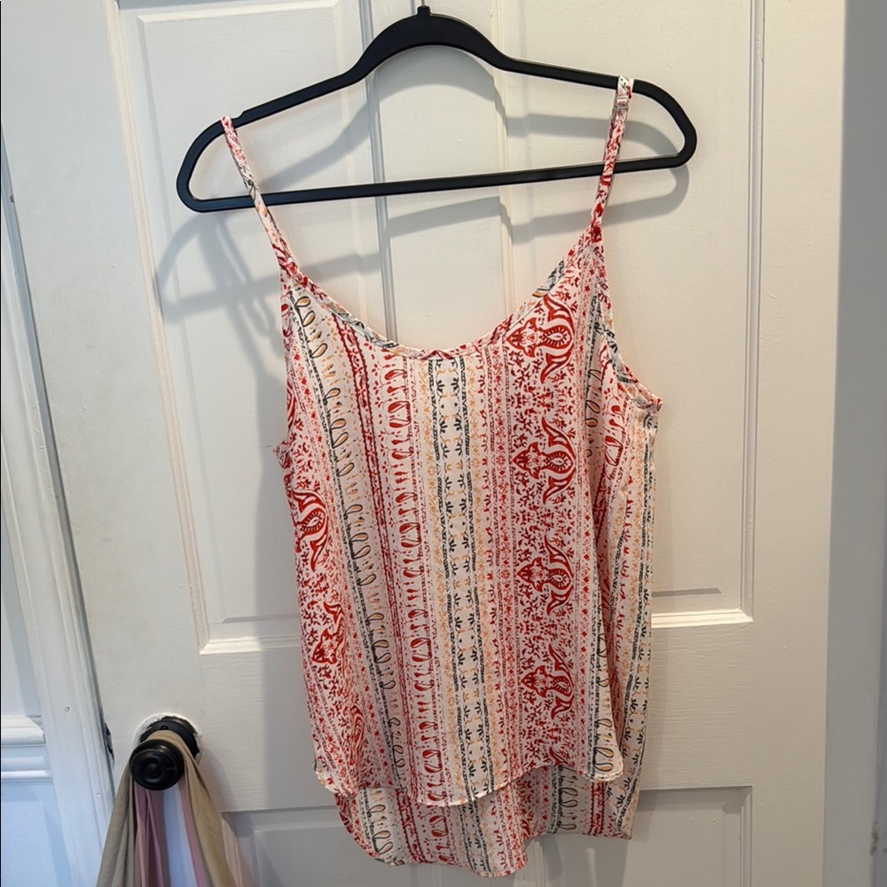 Olivaceous Red and White Asymmetrical Camisole